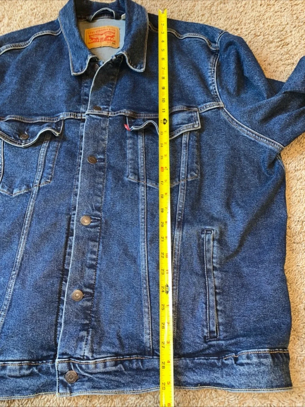 Levi’s Denim Trucker Jacket Mens Size 3XL Jean Classic Red Tab Dark Wash Utility